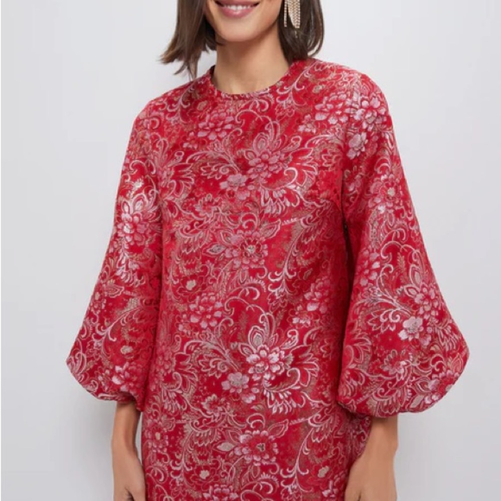 Red & Pink Jacquard Janie Mini Dress